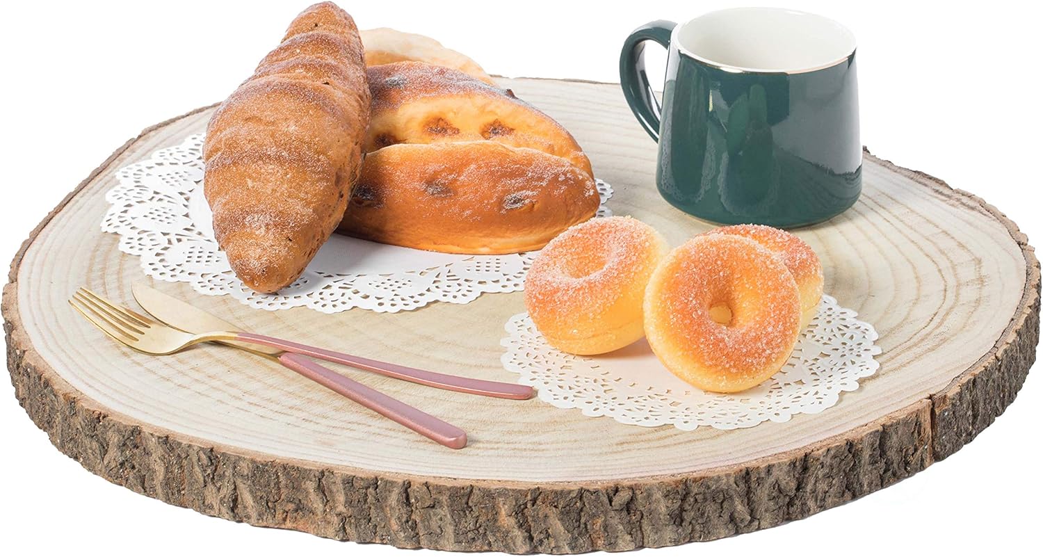 Vintiquewise Barky Natural Wood Slabs Rustic Ornament Slice Tray Table Charger - 18 Inch Dia