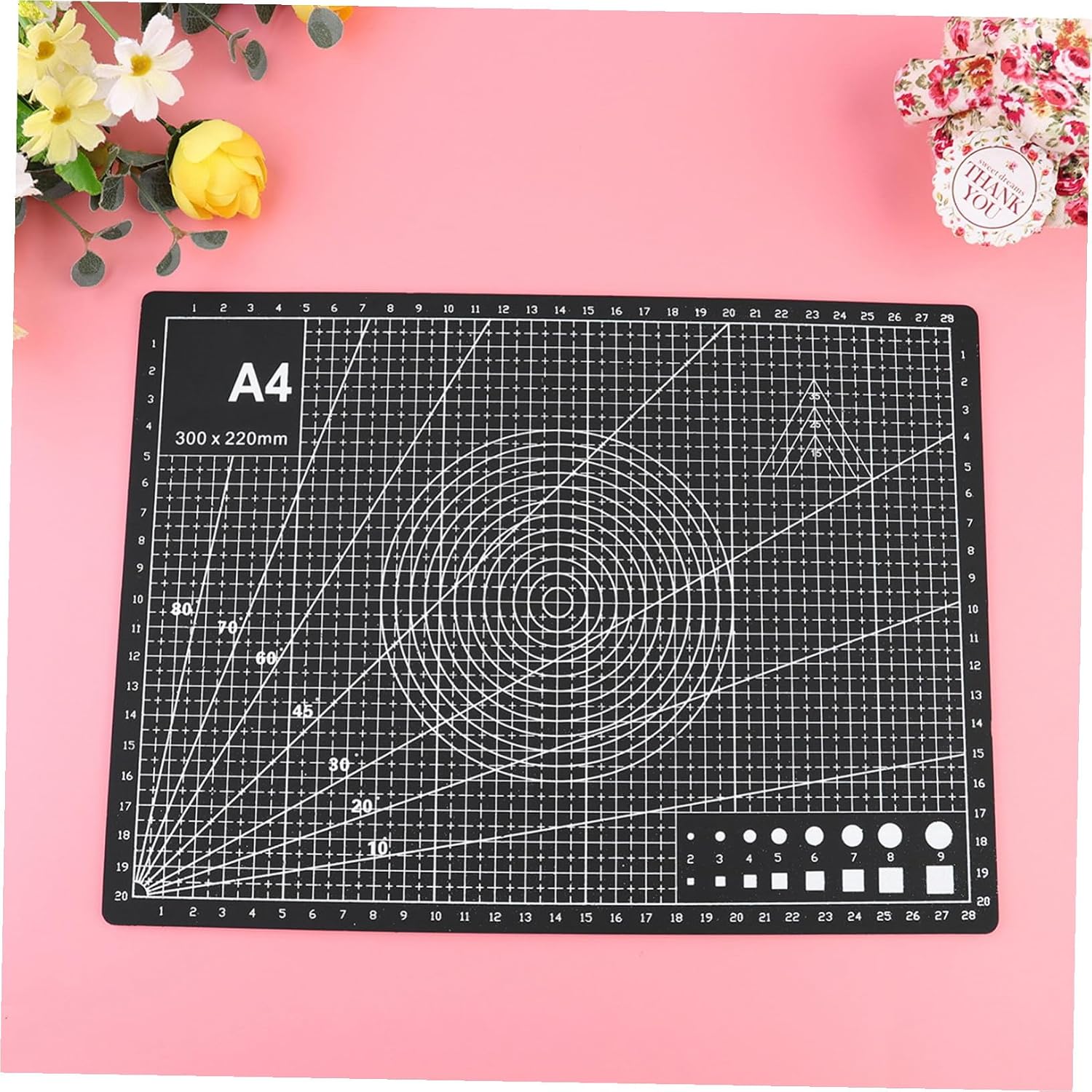 2pcs Handmade Self-healing Cutting Mat Double-sided Non-slip Craft Board for Sewing Quilting Diy Projects Durable Black