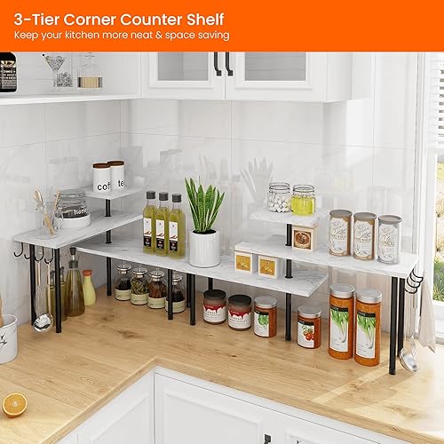 Miniatura 4 de Estante de esquina para mostrador de baño Homode, organizador de encimera de cocina de 3 niveles para sobre el fregadero, maquillaje, mesa de