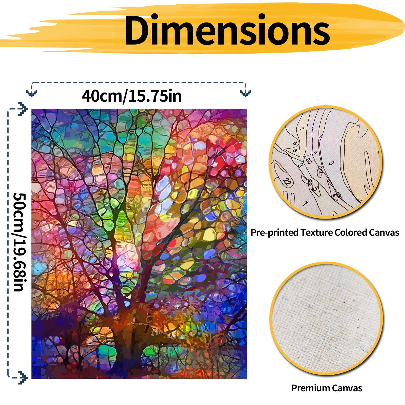 Kit Dipingere Con Numeri YALKIN Per Adulti - Tela 40x50 Cm, Colori