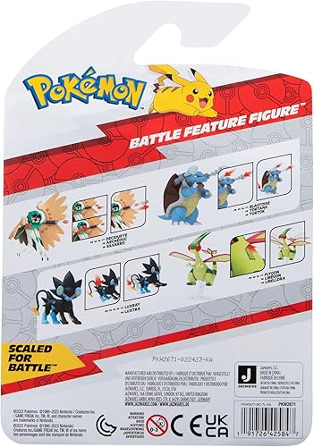 Miniatura 5 de Pokémon PKW2671 - Figura de batalla Flygon de 4.5 pulgadas con ataque de ala aleteada