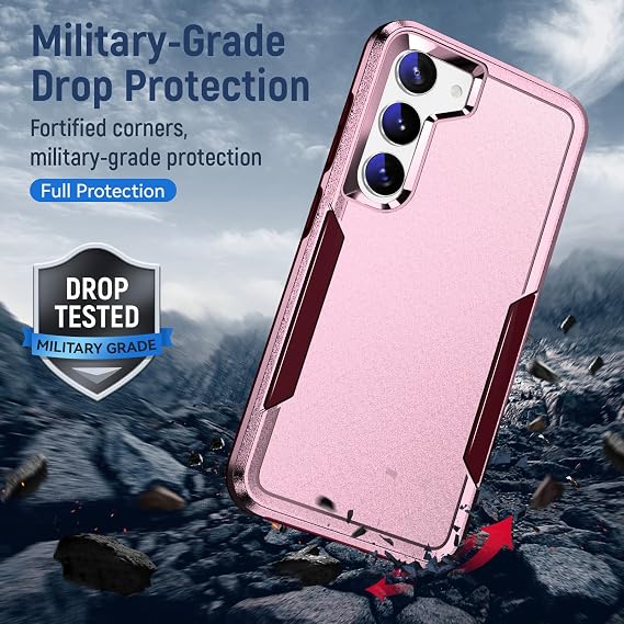 for Galaxy S23 Case with Screen Protection: Heavy Duty Protective Shockproof and Scratch Proof Cell Phone case for Samsung Galaxy S23-Pink