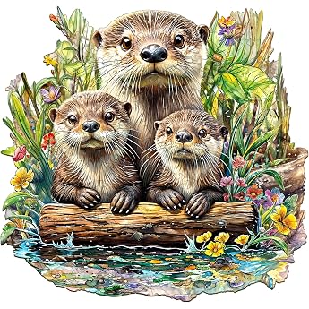 Jigfoxy Wooden Puzzle Adults Otter Wooden Puzzle Adult Wooden Puzzle Unique Educational Toy in Animal Shape for Family Friends L-34 x 32.6 cm 250 Pieces