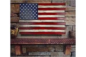 American Furniture Classics Mini American Flag Wall Display with Hidden, Locking Gun Concealment