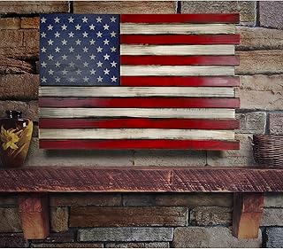 American Furniture Classics Model SMALL2COMP Small American Flag Wall Hanging Gun Concealment with Two Secret Compartments
