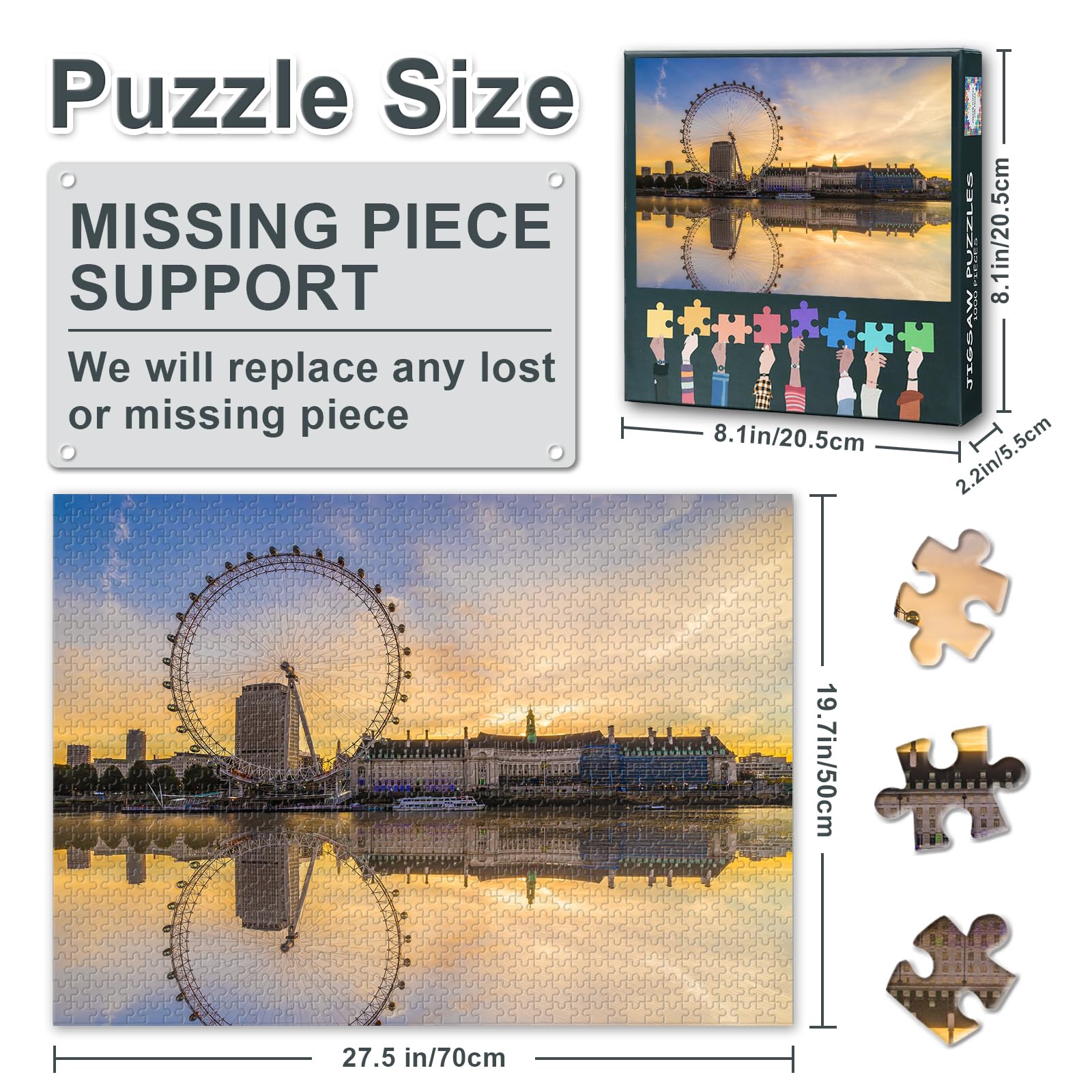 London, England Puzzles for Adults 1000 Pieces, The London Eye Jigsaw Puzzles - Image 3