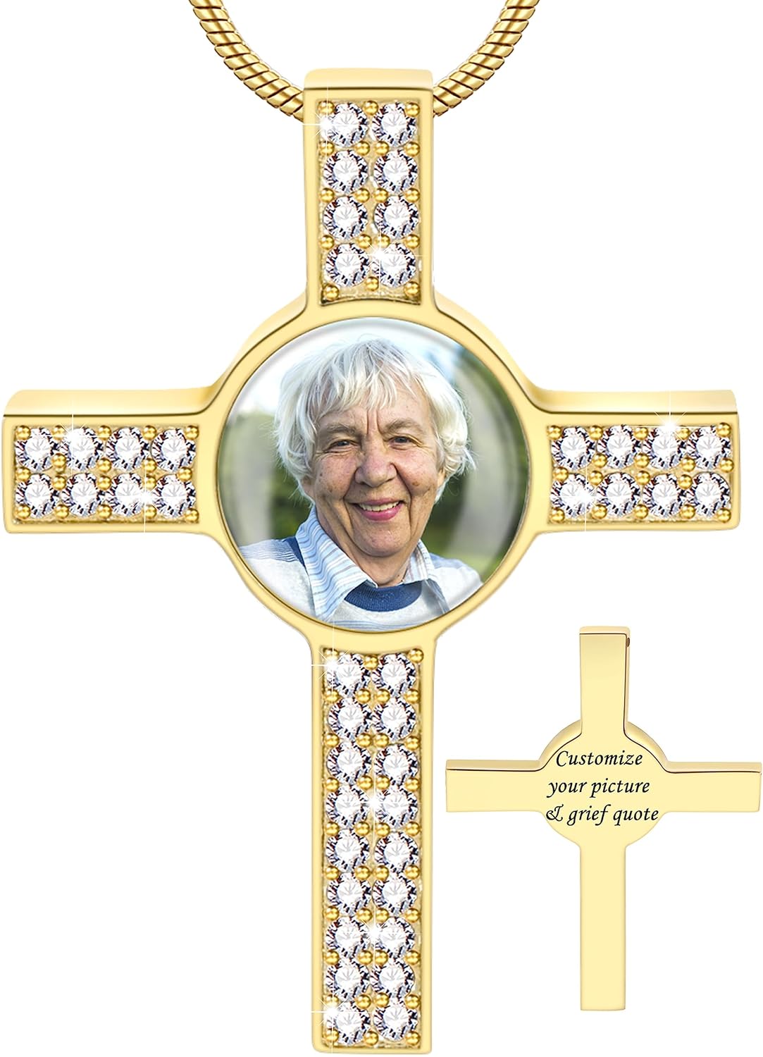 Fanery Sue Personalized Ashes Necklace for Women Men Custom Engraving Photo & Text Cremation Jewelry Urn Necklace for Ashes Memorial Keepsake for Loss Loved One, Copper, Zircon