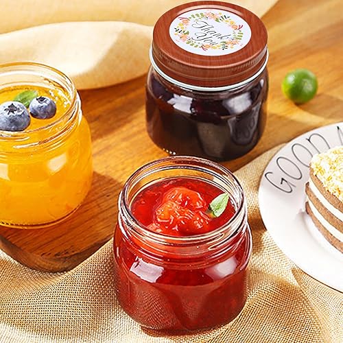 Miniatura 8 de Encheng Tarros Mason de 8 onzas con tapas, pequeños frascos de vidrio con tapas de metal herméticas, paquete de 30 tarros de vidrio de boca regular