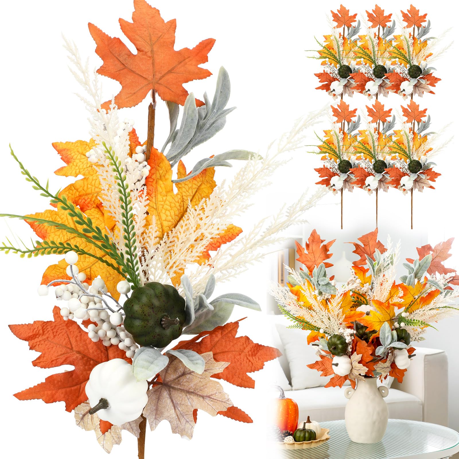 Branches d'automne artificielles pour vase et decoration de table de Thanksgiving