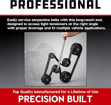 Powerbuilt Serpentine Belt Tool Set, Remove and Install Car Vehicle Serpentine Belts, for Spring-Loaded, Accessories and Storage Case Included - 648629,Silver