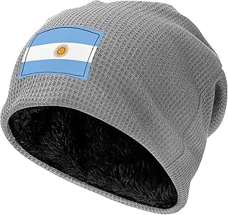 Argentine Flag Print Waffle Pullover Hat Warm Winter Headwear Lightweight Cozy Cap Outdoor Skiing Travel