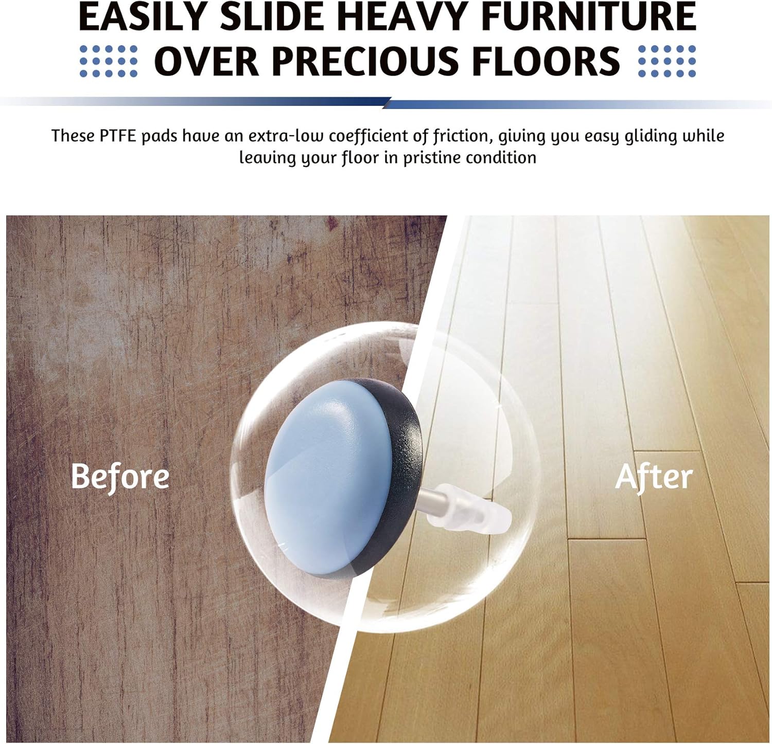 CO-Z 40 Pack Nail on Furniture Sliders, 0.75? Chair Glides, Chair Leg Floor Protectors for Hardwood Floor, Furniture Pads for Dining Chair Cabinet Table Legs, Moving Pads for Wooden Furniture