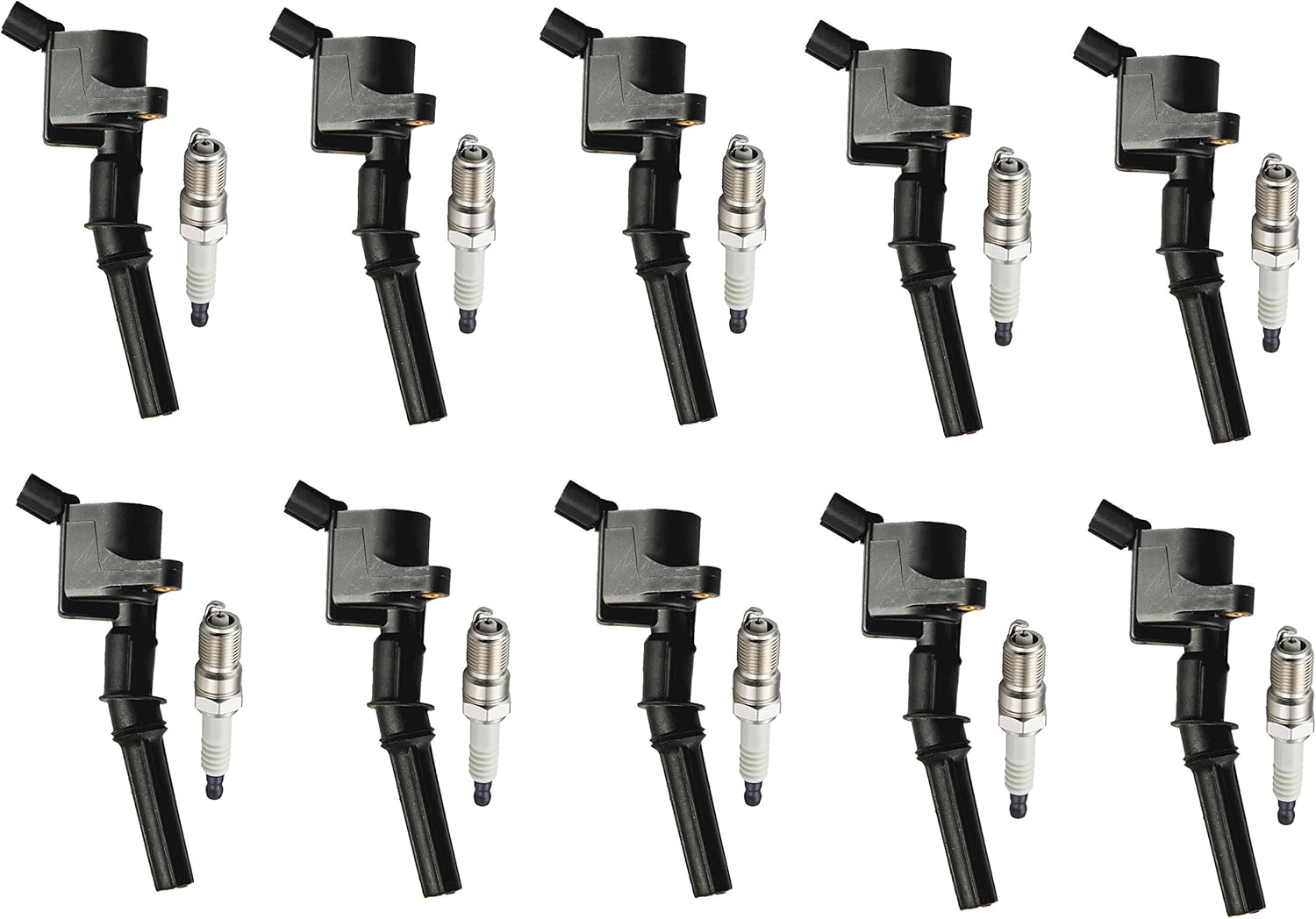 ENA Set of 10 Ignition Coil Pack and Iridium Spark Plug 4.6 Compatible with Ford Lincoln Mercury Crown Victoria E-150 E-250 Expedition F-150 Grand Marquis Mountaineer 4.6L Replacement for FD503 SP493