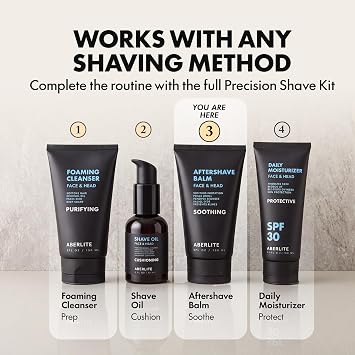 Aberlite Aftershave Balm for Men Soothes Razor Burn, Reduces Redness & Prevents Bumps Head & Face Formula Heals Nicks & Cuts 5 FL OZ