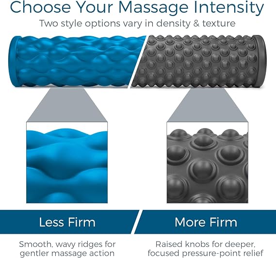 Teeter Massage Foam Roller Bundle - Textured for Deep Tissue Muscle Relief to Boost Recovery, Flexibility, Mobility - Back Pain Relief, Sports Massage, Myofascial Release