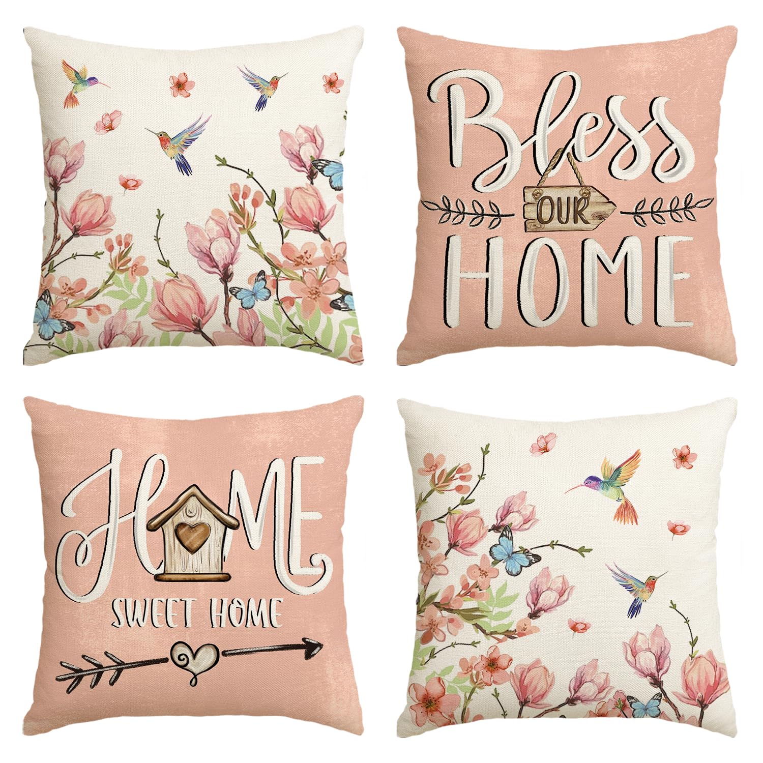 Artoid Mode Rose Home Lot De 4 Housses De Coussin Du00e9coratives Pour Canapu00e9, Salon, 45 X 45 Cm
