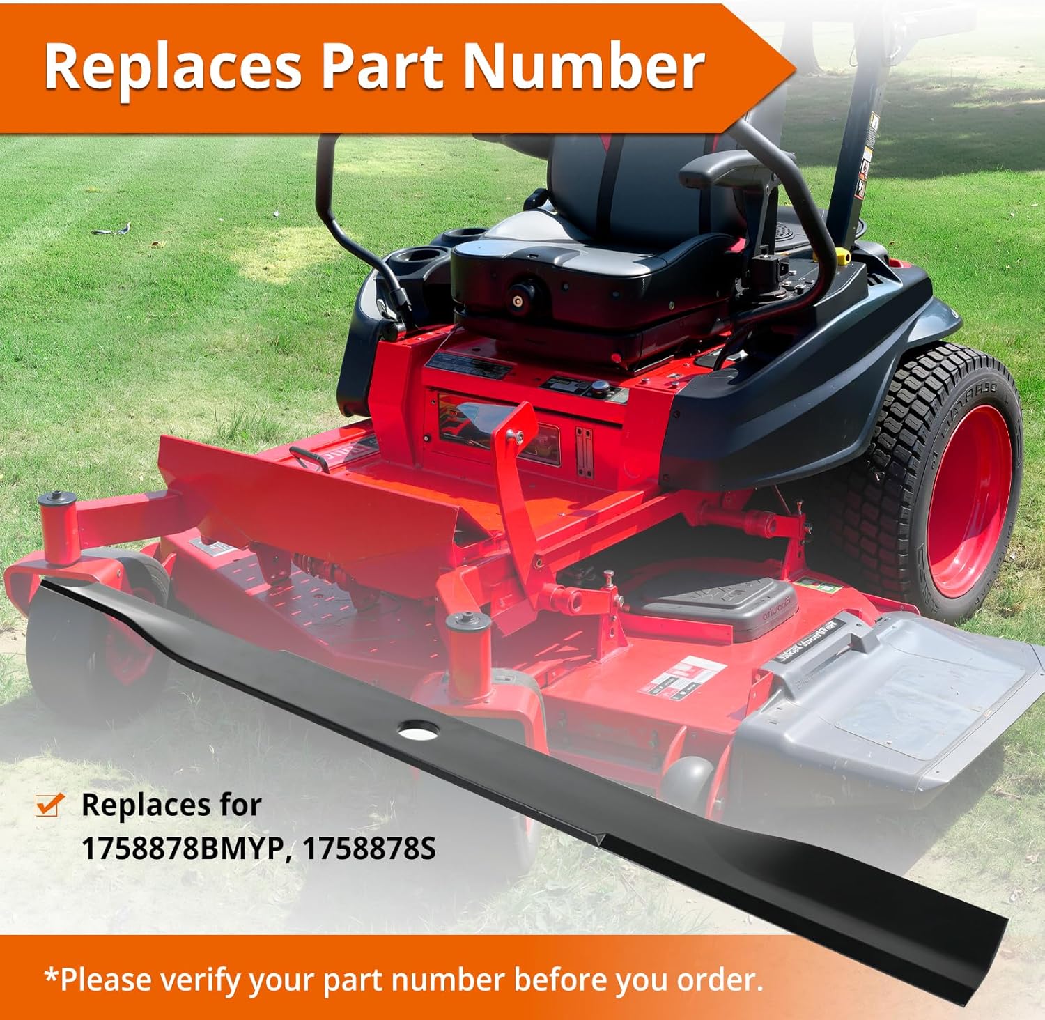 1758878BMYP Mower Blades Compatible with Ferris Snapper Simplicity 42 Inch Decks ZTX 25 SPX2342, High Lift Blades Fit for ZT2342 SPX2542 ZTX200 ZT2342 2691281 ZPX2342, 2 Pack