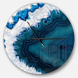 Designart 'Blue Brazilian Geode' Oversized Modern Metal Clock Large Wall Clock Large Decorative Clock Wall Clock for Living Room Office Decoration