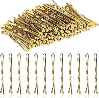 Mini Bobby Pins,100 Count 1.38 Inch Small Bobby Pins Waved Hair Pins Curved Metal Hair Clip Hairpins for Women Gilr Kids Buns Long Straight Curly Hair Wedding Hairstyles Accessories(Gold)