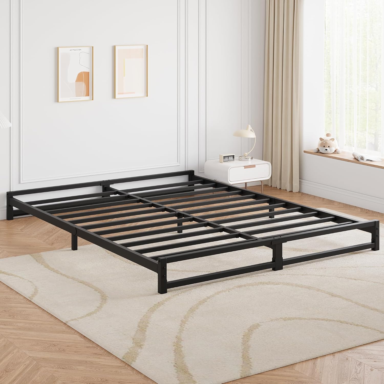 GAOMON 6 Inch Full Size Metal Platform Bed Frame with Steel Slat Support, Mattress Foundation and No Box Spring Needed, Easy Assembly, Black (Full)