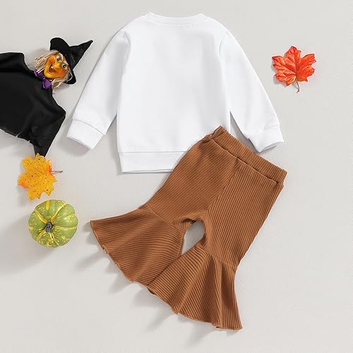 Miniatura 3 de SAYOO Traje de Halloween para bebé niña pequeña, sudadera con capucha para mamá, pantalones acampanados, 2 piezas, ropa de otoño