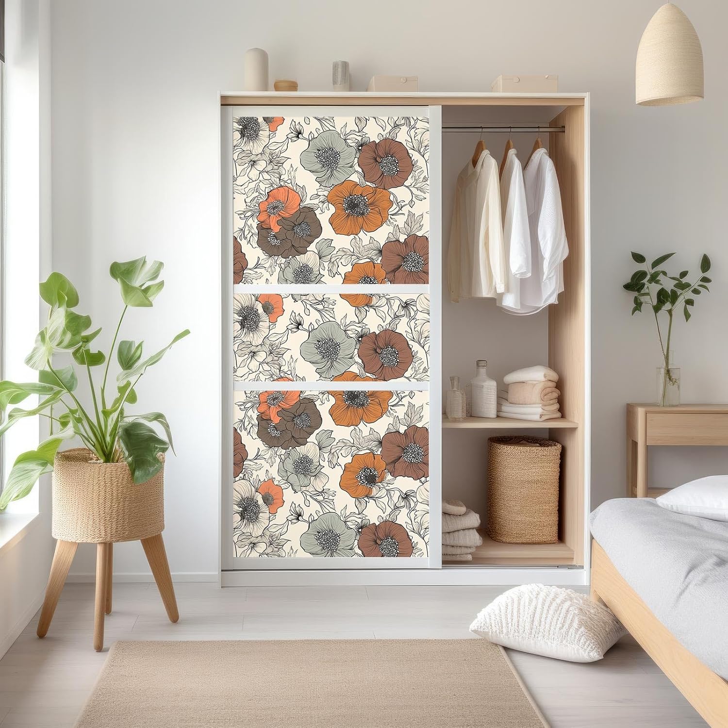 Vintage Floral Wallpaper – Modern and Vintage Peel and Stick Wallpaper, Self-Adhesive Vinyl with Hand-Drawn Flowers for Boho or Farmhouse Decor, 17.7in x 118in