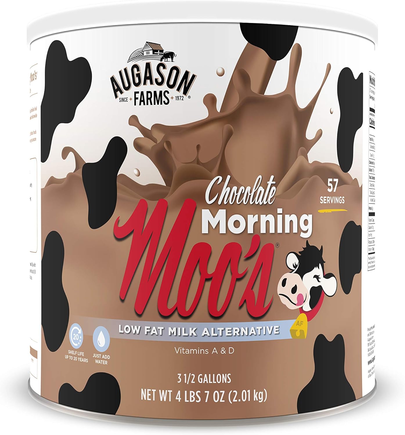 Augason Farms Morning Moo's Chocolate Low Fat Milk Alternative 4 lbs 7 oz : Grocery & Gourmet Food