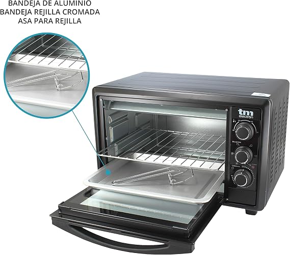 TM Electron TMPHO023 Horno de Convección de Sobremesa 23 litros, 1500W, 6  Modos de Cocina, Temperatura Ajustable hasta 230º, Especial para Pan, Pizza  y Asar, 1500 W, Negro : Amazon.es: Hogar y cocina