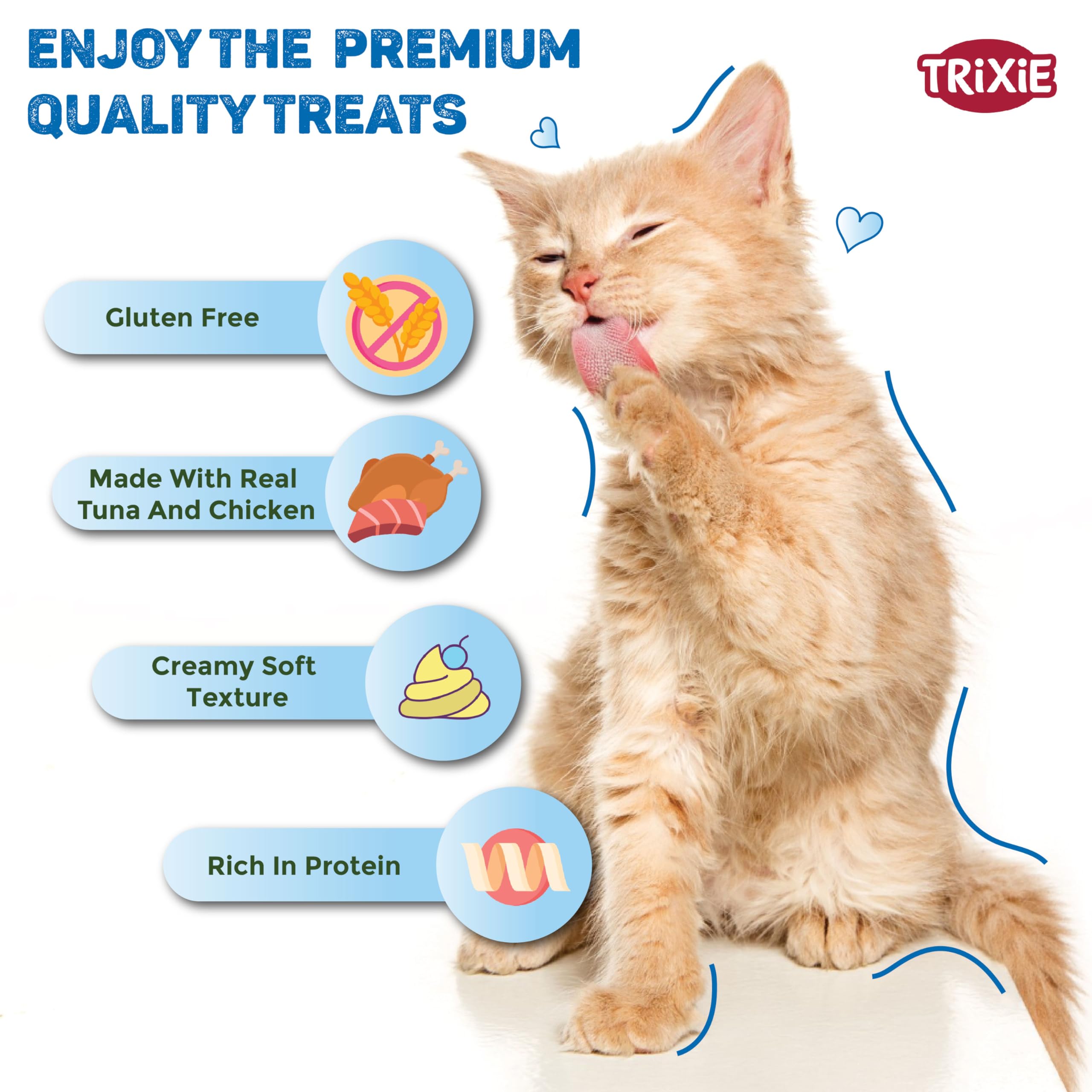 Combo of Trixie White Fish Flavor Creamy Snacks for Cat & Kittens (5 Tubes × 14 g) and Savic Hop in Modern Cat Litter Tray, Mocca - 23 x 15 x 15 inch - Suitable for All Cat Breeds 1