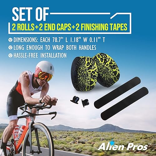Miniatura 8 de ALIEN PROS Cinta de manillar de bicicleta de poliuretano (juego de 2) negro, rojo, blanco, rosa, azul, mejora el agarre de tu bicicleta con esta