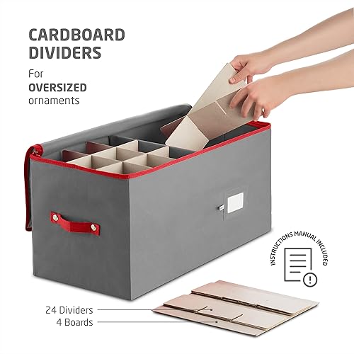 Vista 11 de ZOBER - Caja grande para guardar adornos navideños, con capacidad para 54 adornos y separadores, recipientes de tela no tejida y duraderos