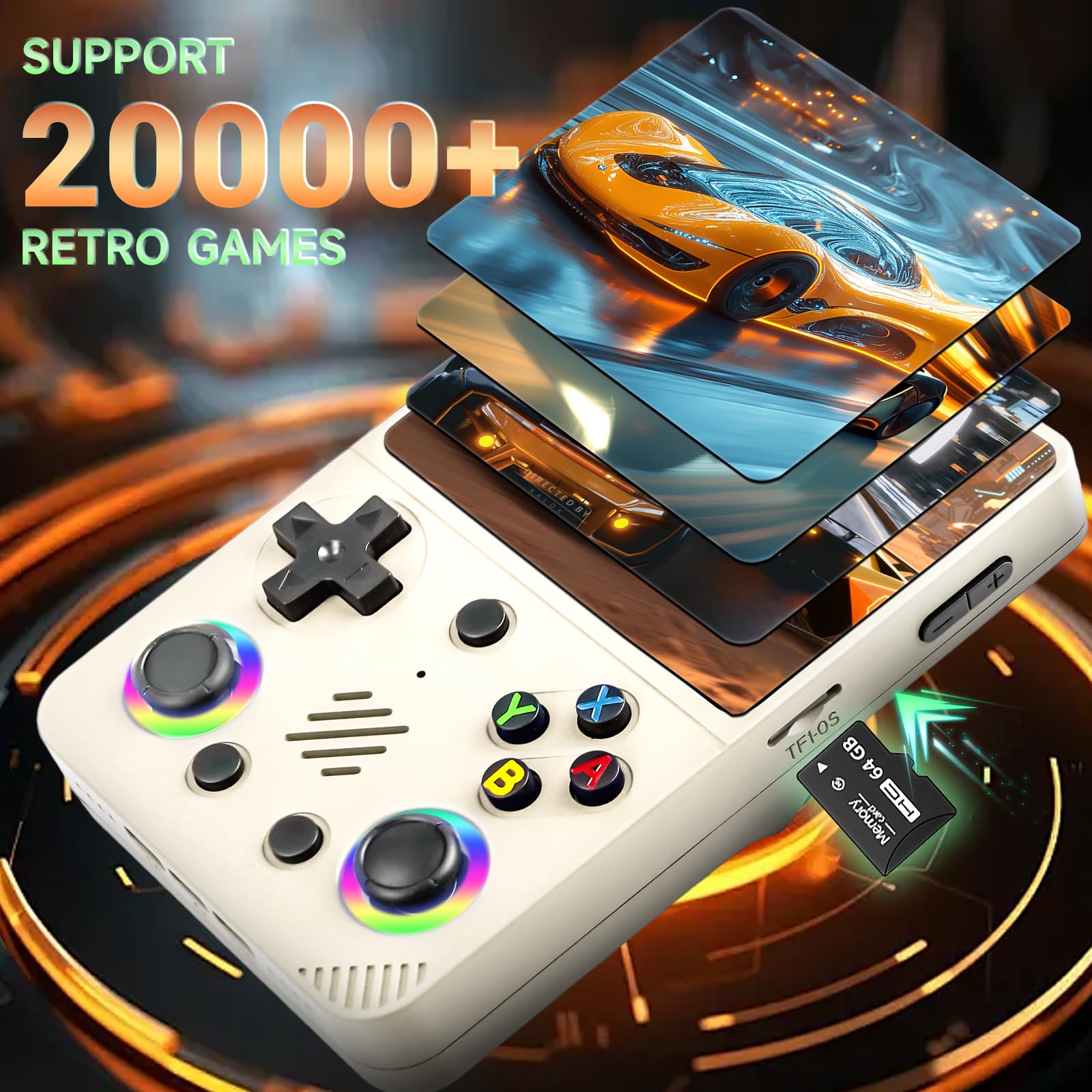 Unokit Consola de juegos retro de mano RG36 Pro 2025, pantalla IPS de 3.5 pulgadas con sistema Linux de código abierto, tarjeta TF de 64 G, más de 20.000 juegos clásicos retro, batería de 3200 mAh
