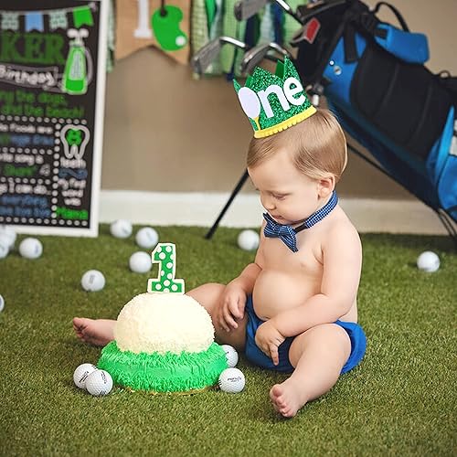 Miniatura 6 de WAWUO Corona de cumpleaños de golf para fiesta de primer cumpleaños, sombrero de primer cumpleaños para accesorios de cabina de fotos, los mejores