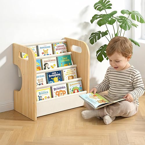 XiaZ Bookshelf for Kids Room Wooden Montessori Toddler Bookshelf Solid
