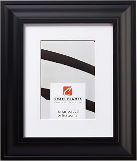 Craig Frames Contemporary Upscale, 8 x 10 Inch Satin Black Picture Frame Matted to Display a 5 x 7 Inch Photo
