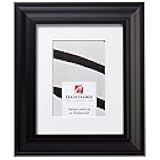 11x14 Picture Frame Matted to 8x10 – Satin Black Contemporary Upscale Style 21834-700, 2 Inch MDF Moulding, Includes Glass and Backing with Attached Hardware – Wall Display