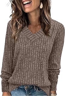 WIHOLL Long Sleeve Shirts for Women V Neck Tops Tunic Fall Winter Sweaters 2025 Clothes