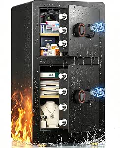9.0 Cubic Foot Large Biometric Fireproof Waterproof Safe, 1700°F Fire Protection