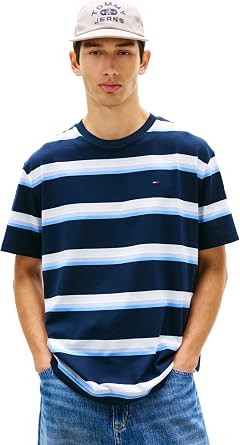 Tommy Jeans Mens Short Sleeve Cotton Graphic T-Shirts in Relaxed Fit