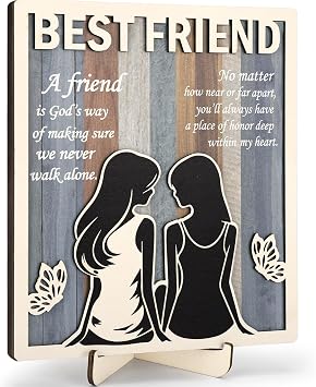 Bestie BFF Sister Friend Birthday Gifts - Womens Desk Decorative Christmas Sign Plaque