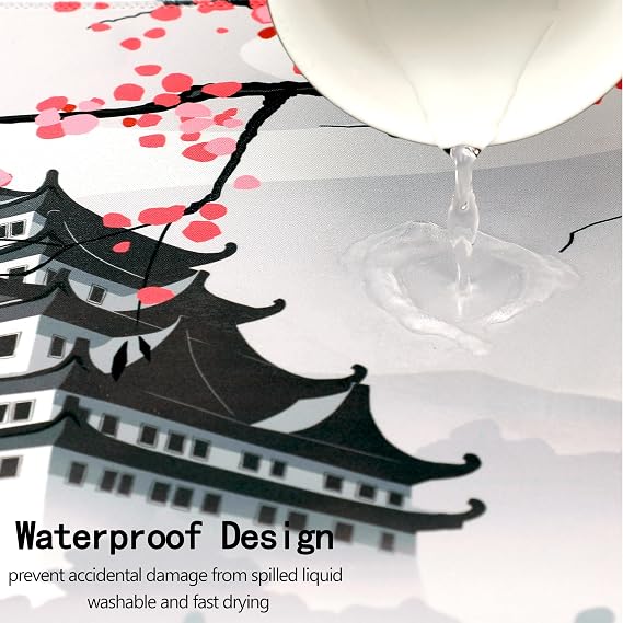 XXL Large Gaming Laptop Anime Mouse Pad,Japanese Cherry Blossom White Game pad, Big Desk Pads PC Keyboard Waterproof and Non-Slip 35.5 x 15.7 inches Rubber Table Mat (Cherry Blossom, 40cm x 90cm)
