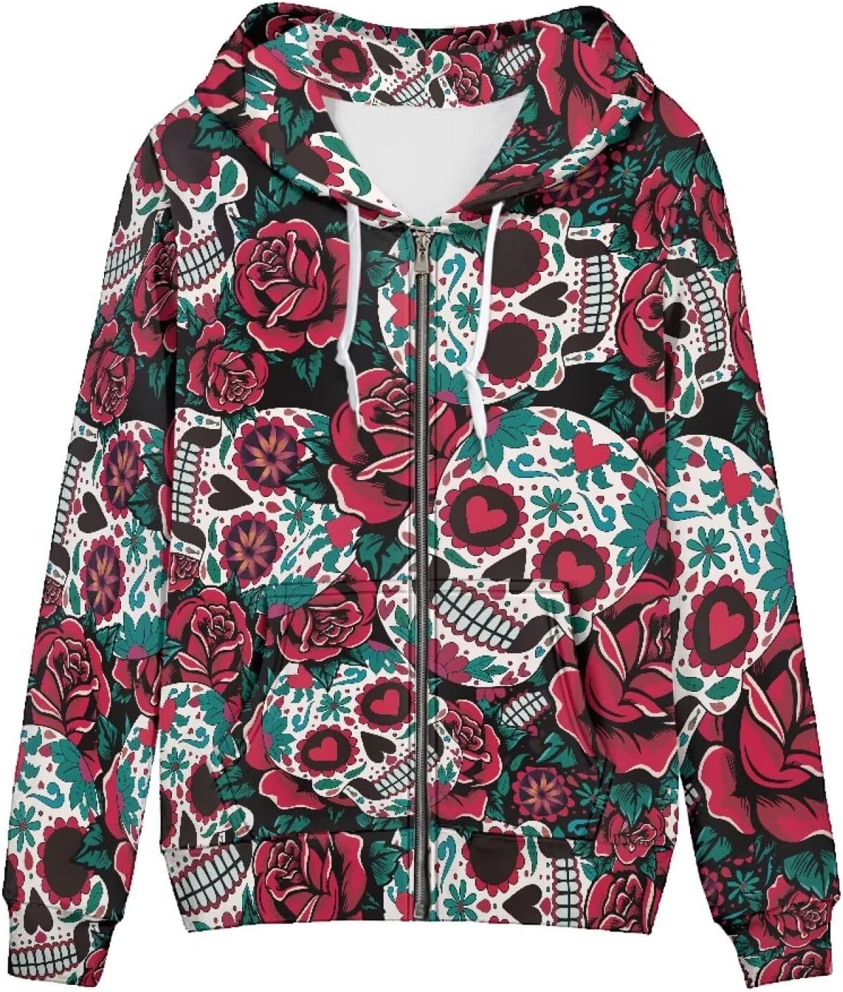 Amzbeauty Animal Print Zip Up Hoodies For Women Oversized Casual Long Sleeve Drawstring Hoodie Coat