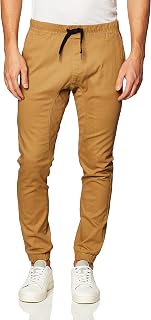 Southpole Men's Stretch Twill Jogger Pants - Comfortable Casual Active Wear with Ribbed Hems & Drawstring Waist