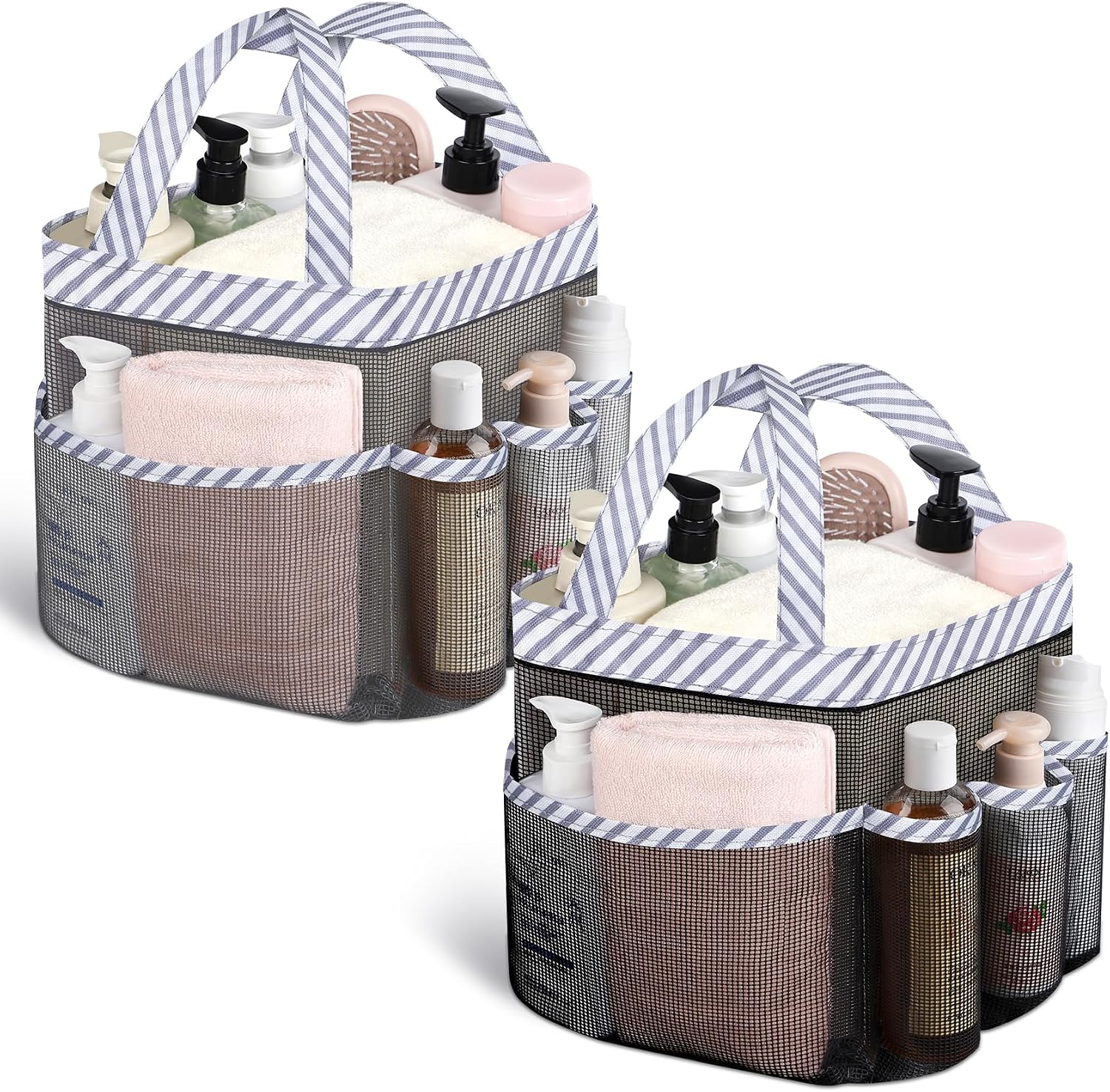 Mesh Shower Caddy Portable - 9 Pockets, Shower Bag for Dorm Room Camping