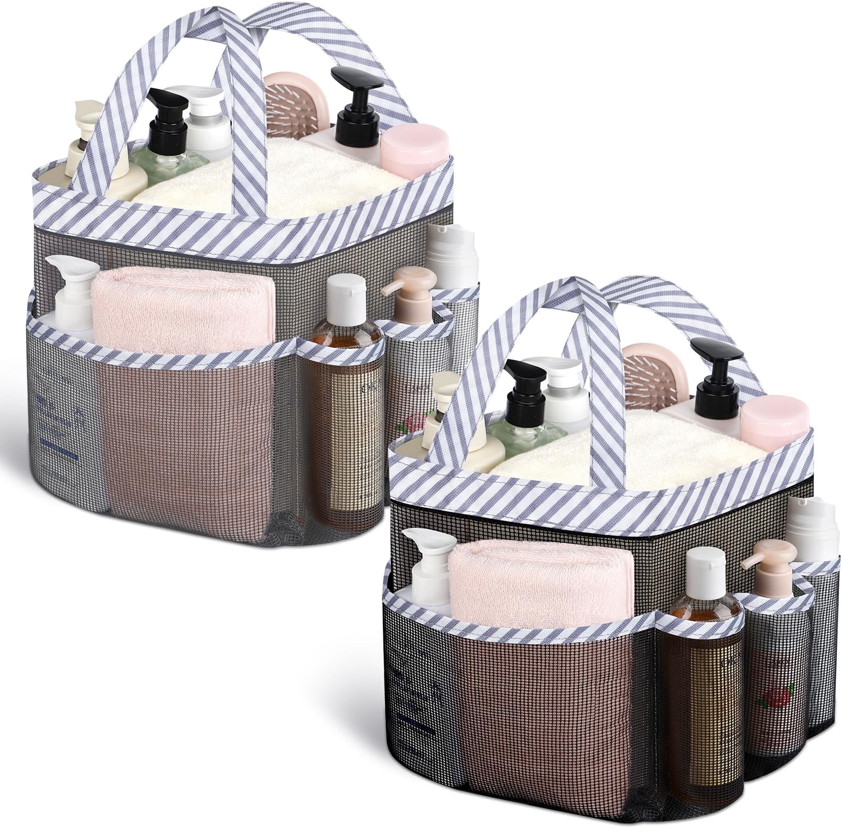 Attmu 2 Pack Mesh Shower Caddy Portable, Quick Dry Hanging Shower Tote Bag for College Dorm Room Essentials, Large Capacity Shower Caddy Dorm for Bathroom Gym Swimming