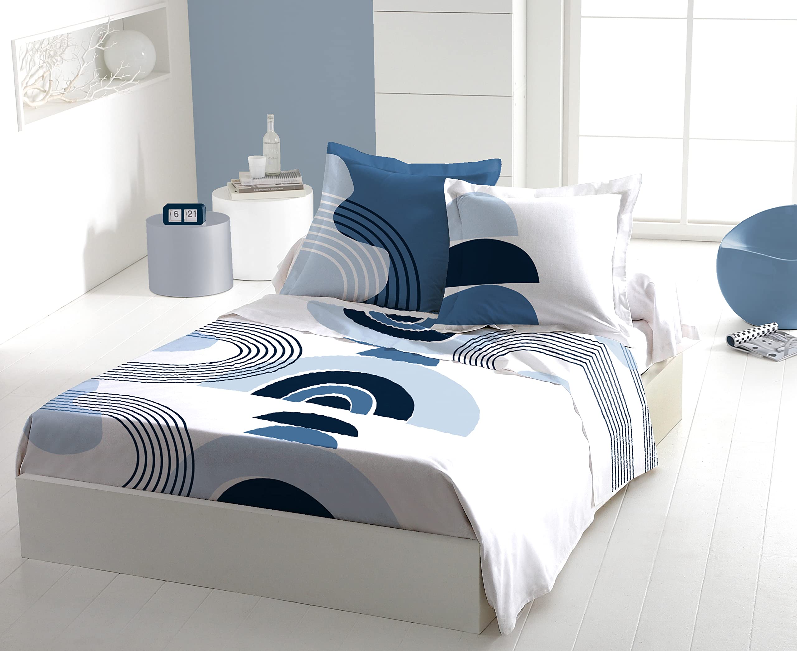Home Linge Passion Bettbezug-Set – 3-teilig, 100% Baumwolle, 57 Fadenzahl, Doppel 220x240 Cm, Bellamy Blue