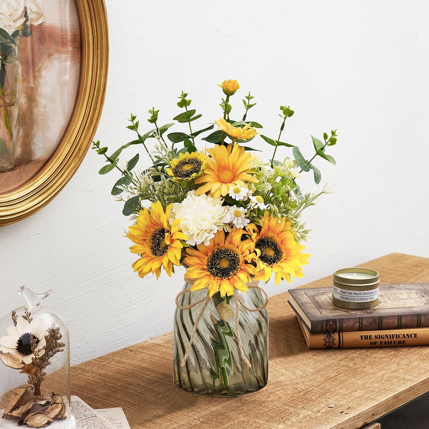 Fake Flowers Artificial Sunflowers with Vase, Faux Silk Flowers Plants for Home Office Decorations, Kitchen Dining Table Decor, Farmhouse Centerpiece Table Decoration - Image 6