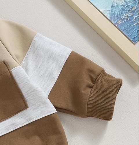 Miniatura 6 de Ursobutegl Ropa para bebé niño pequeño, sudadera con capucha y bloques de color, 2 piezas, sudadera para otoño e invierno