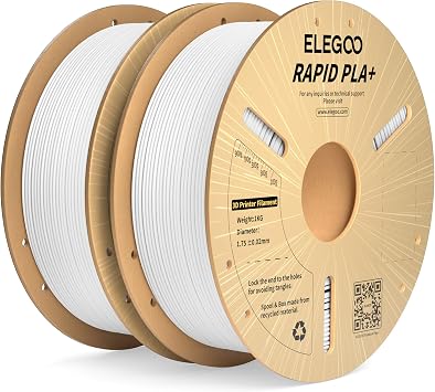 ELEGOO Rapid PLA Plus 3D Printer Filament 1.75mm White 2KG