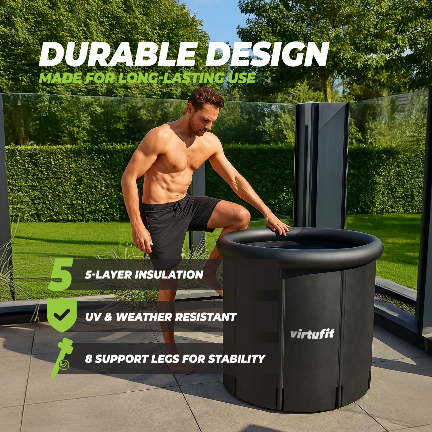 VirtuFit Bain de glace XXL - 375 litres - Anthracite